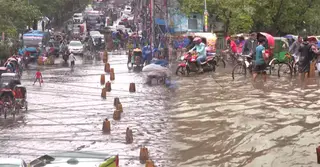 টানা বৃষ্টিতে ডুবেছে রাজধানীর বিভিন্ন সড়ক, ভোগান্তিতে নগরবাসী